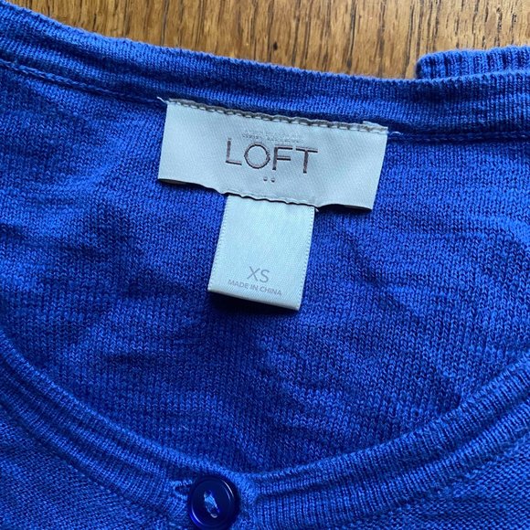 LOFT Purple Blue Crew Neck Cardigan - Picture 2 of 3